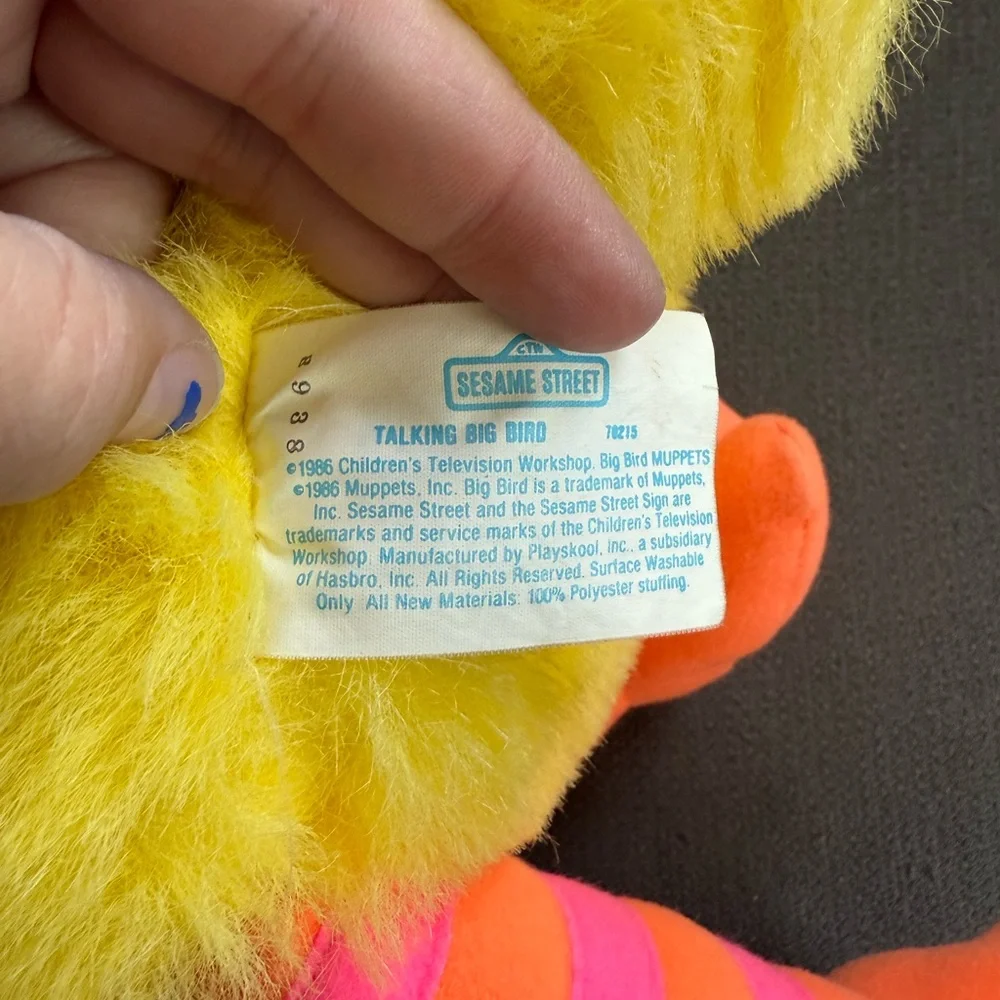 Vintage 90s Sesame Street pull string talking big‎ bird plush stuffed animal